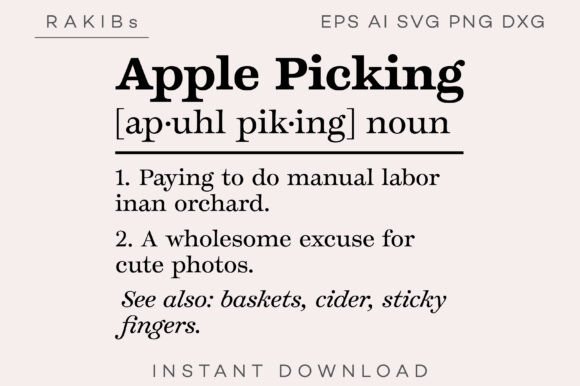 Apple Picking Funny Definition SVG PNG for Graphics and Crafts