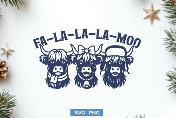 Fa La La La Moo Funny Christmas SVG PNG for Crafts and Graphics