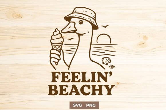 Feelin’ Beachy SVG Funny Goose Ice Cream Graphics for Crafts