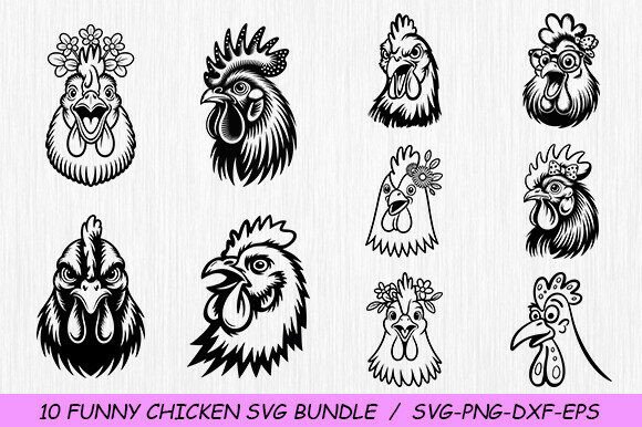 Funny Chicken Svg Bundle for Crafts and Graphics