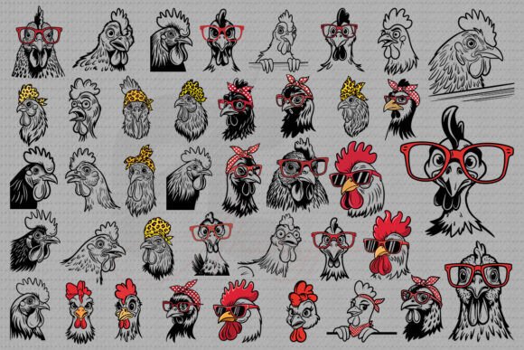 Funny Chicken SVG Bundle Graphics for Crafts