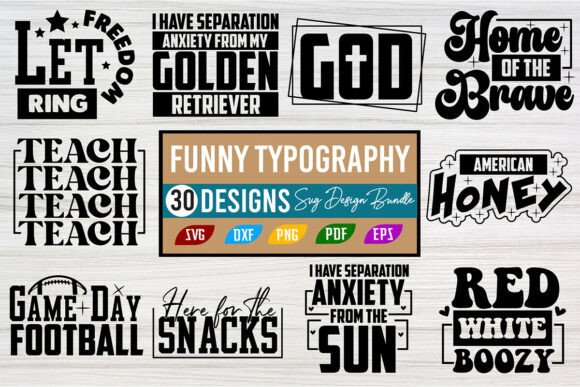 Funny Typography SVG Design Bundle for Graphics and Crafts