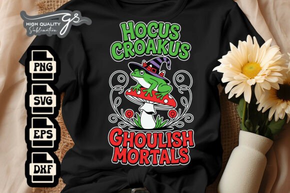 Ghoulish Mortals Hocus Funny Frog Graphics for Crafts