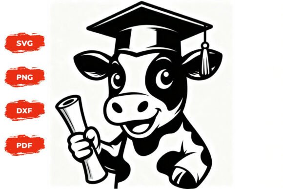 Graduation Cow SVG Funny Diploma for Crafts and Graphics